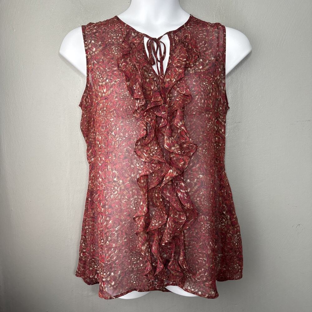 Dark Floral Ruffled Top Size 14 Sheer Romantic Boho Fairy Grunge Poet Ren Faire